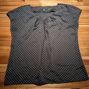 Jacob black polkadot cap sleeve pullover blouse SZ M